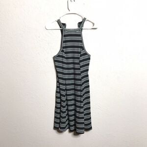 Hollister Womens Striped Ribbed Tank Top Halter Skater Fit & Flare Dress Small